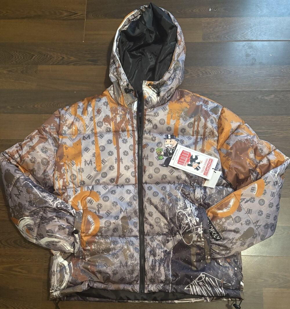 Tango Hotel Monopoly Hooded Puffer Jacket Men's L NWT Rare